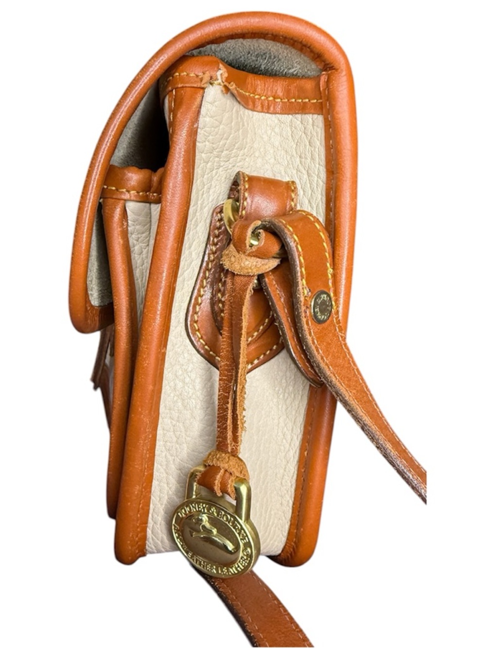 Vintage Dooney & Bourke R125 Bone British Tan All Weather Leather shoulder bag - Picture 5 of 13